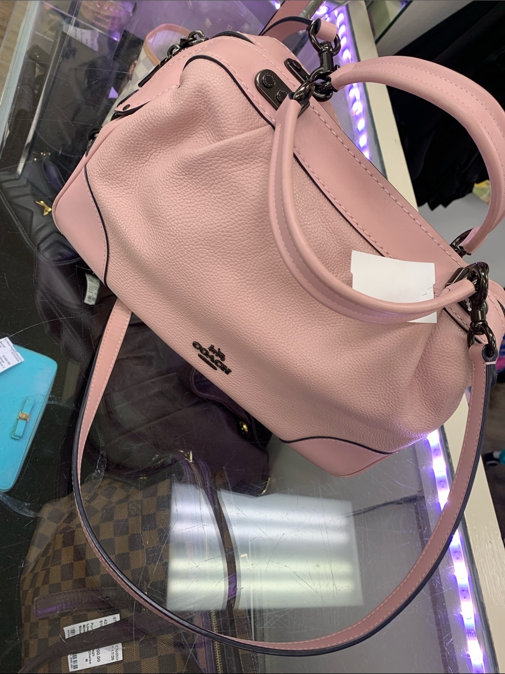 Coach Pink Pebbled Leather Satchel